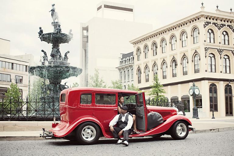 a retro theme engagement session in montgomery alabama