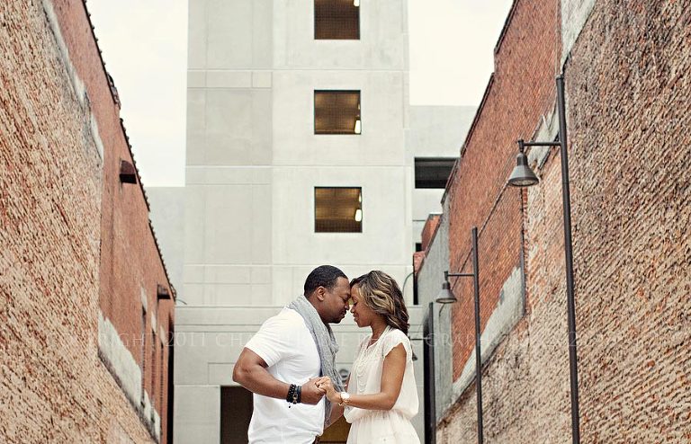 a downtown urban engagement session in montgomery alabama