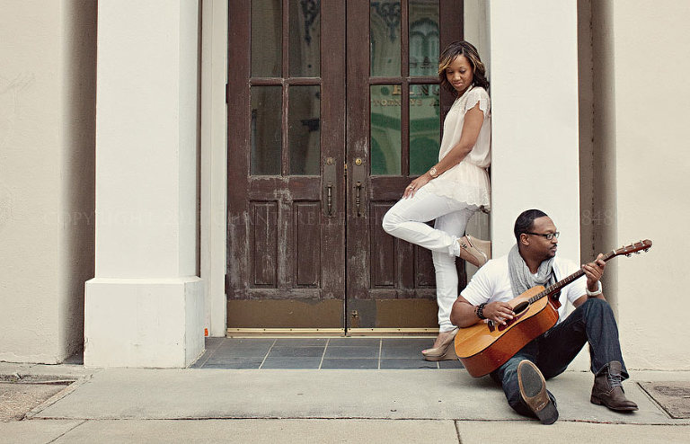 a downtown urban engagement session in montgomery alabama