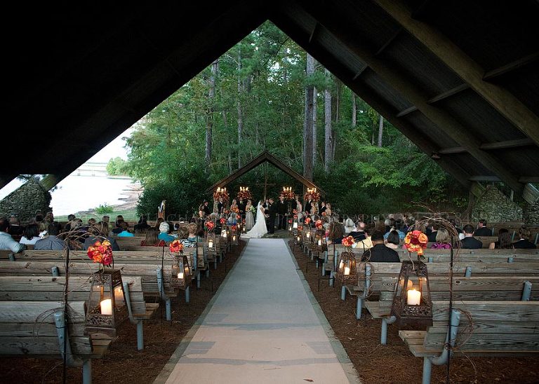 a wedding at church in the pines and reception at springhouse restaurant in lake martin alabama