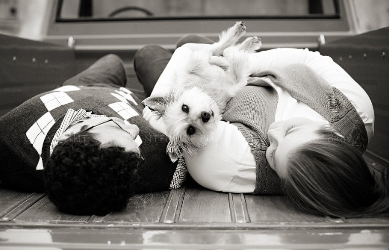 an engagement session with a dog in downtown montgomery alabama