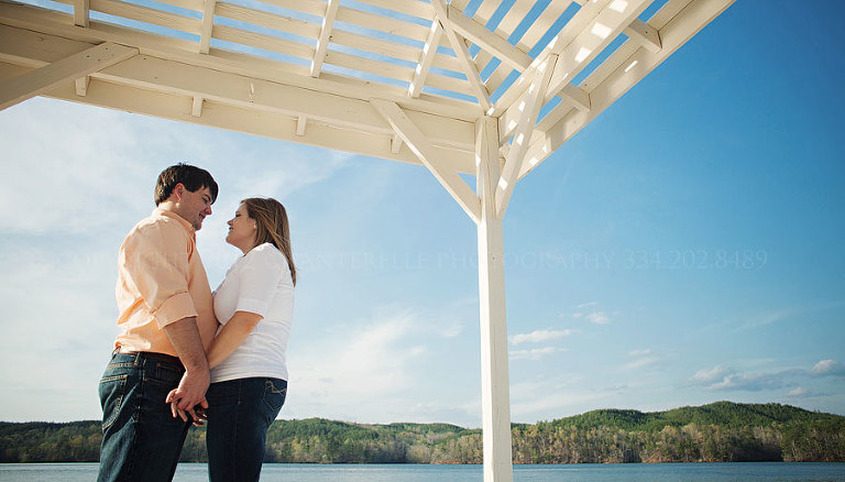 an engagement session at lake mitchell in clanton alabama