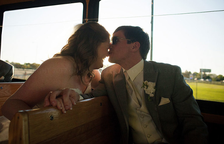 on the trolley from a montgomery al wedding at frazer umc to the reception at alley station