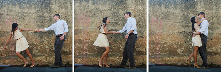 a riverwalk engagement session in montgomery al