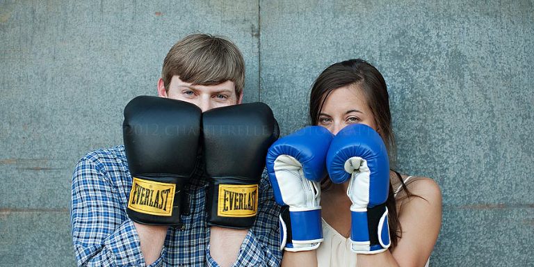 a boxing theme engagement session in alabama