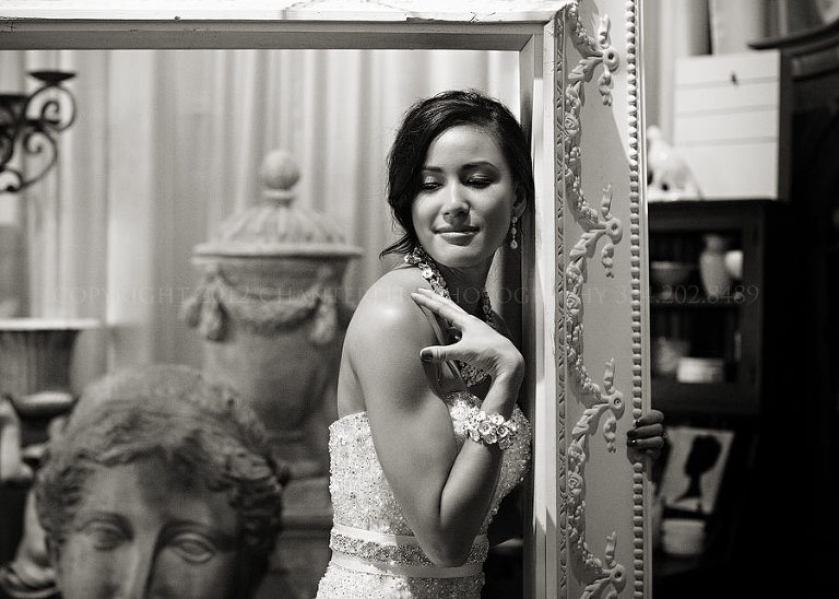 a dramatic black and white bridal portrait in birmingham alabama
