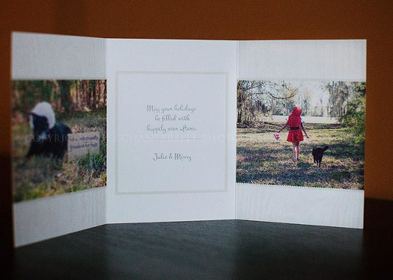 little red riding hood happily ever after theme christmas card from chanterelle photography
