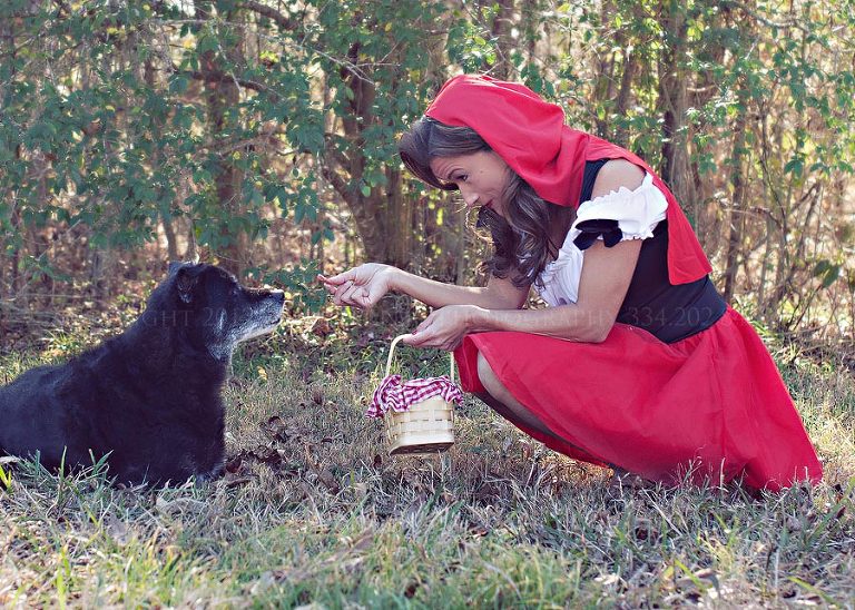 little red riding hood theme holiday card by chanterelle photography