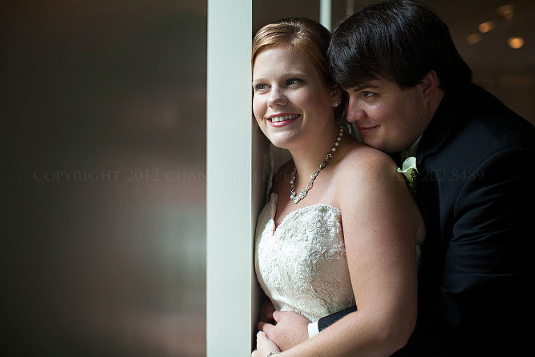 bride and groom portrait at eastern hills baptist church in montgomery alabama