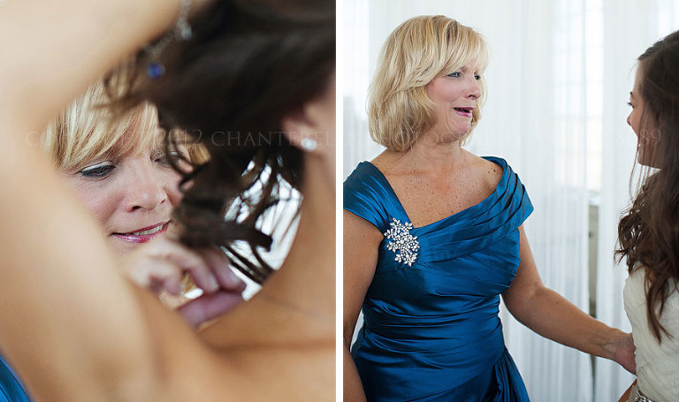 the mother of the bride helps her daughter get ready for her hampstead wedding