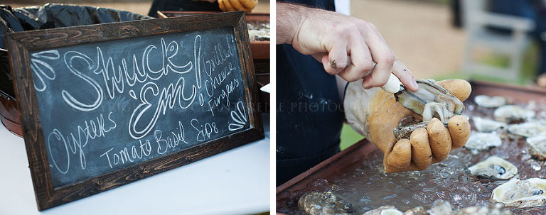 freshly shucked oysters at the cocktail hour of a hampstead wedding in montgomery