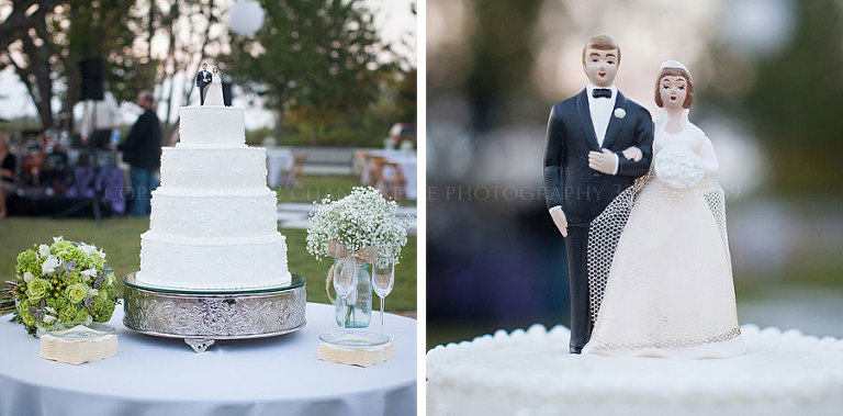 a vickie's cakes wedding cake with a vintage cake topper at hampstead