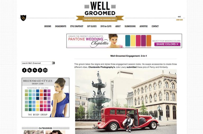 chanterelle photography featured on well groomed wedding blog