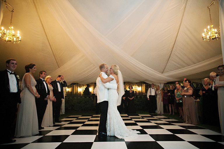 a bride and grooms first dance at fountainview mansion in auburn alabama