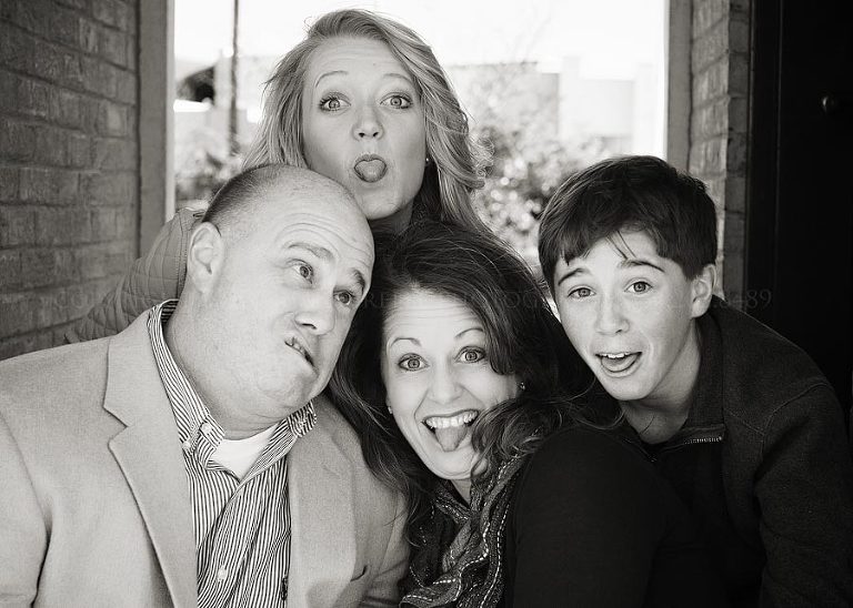 funny black and white family portrait in montgomery alabama