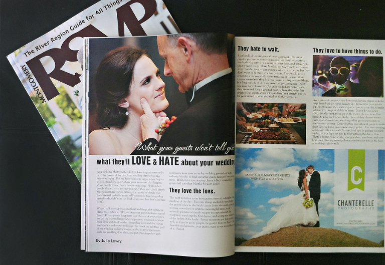 chanterelle photography and julie lowry featured in rsvp magazine 2013 bridal issue