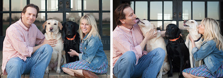 engagement pictures with dogs on a farm in alabama