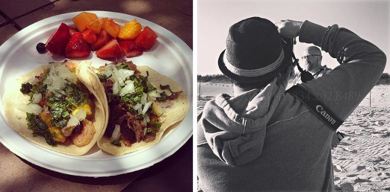 tacos and beach photos in the hamptons