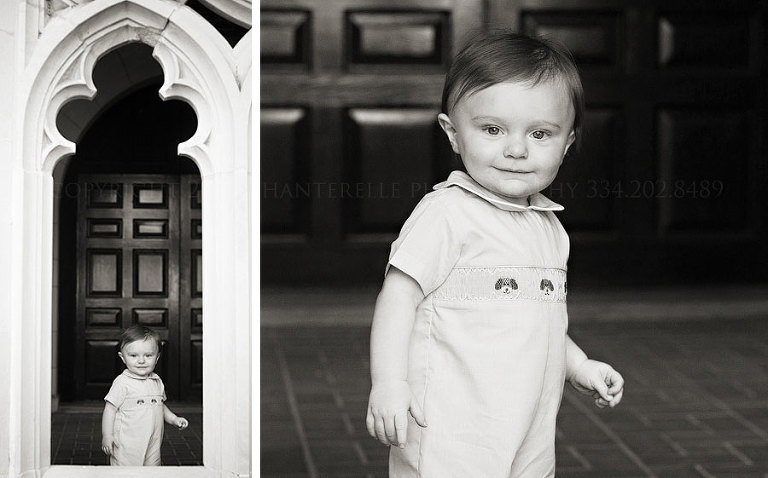 a baby portrait session at huntingdon college in montgomery alabama