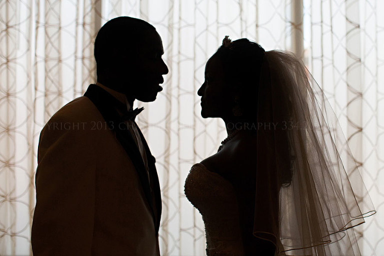 bride and groom silhouette at the renaissance montgomery