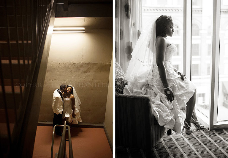 dramatic bride and groom portraits at the renaissance hotel
