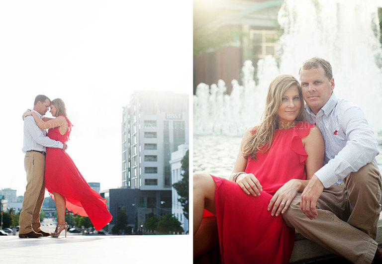 red dress engagement pictures