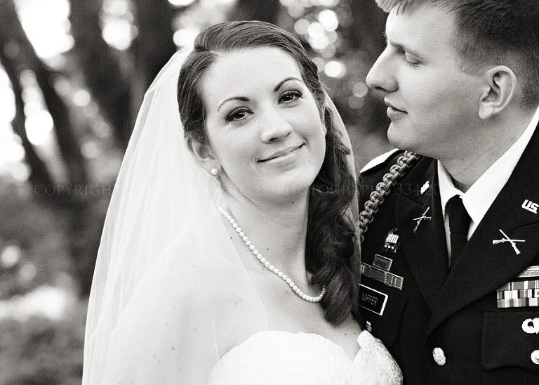 black and white bride and groom portrait in mobile alabama