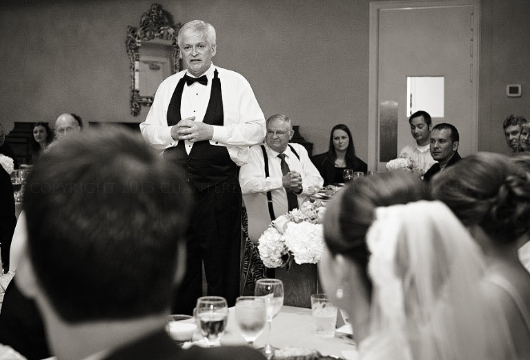 toast by father of the bride at alley station wedding
