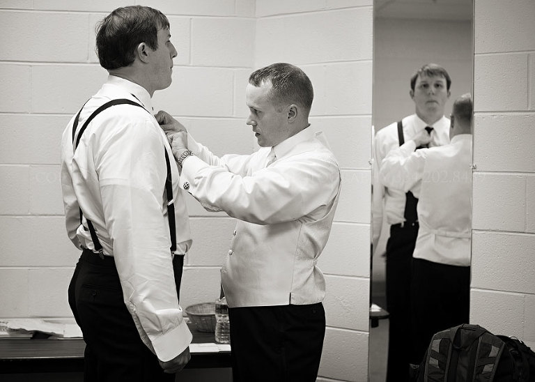 groom and groomsmen getting ready before his opelika wedding