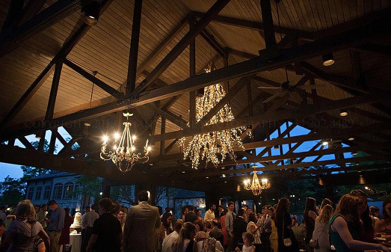 lights and chandeliers at moores mill pavilion