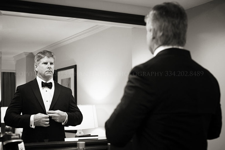 groom getting ready at auburn university hotel 