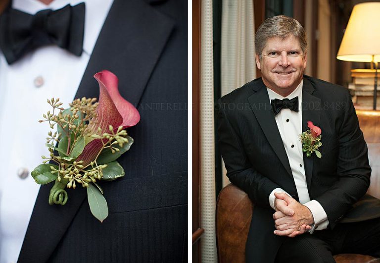 groom with calla lily boutonniere in alabama