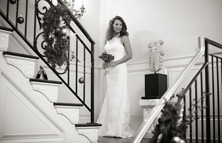 black and white bridal portrait at fountainview mansion