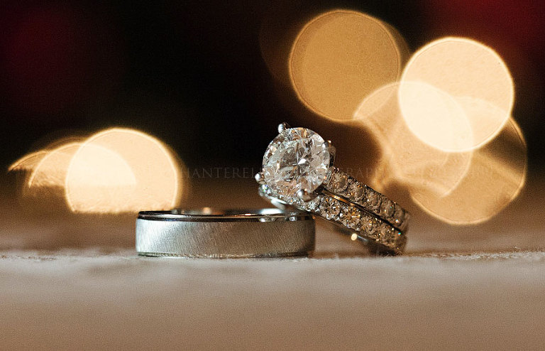 big diamond wedding rings at an auburn wedding