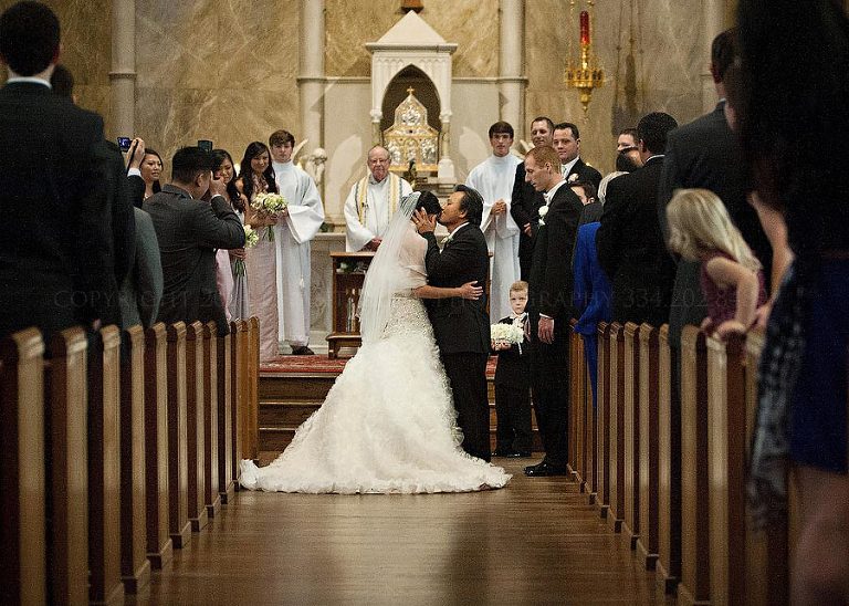 father giving bride away at st paul cathedral wedding