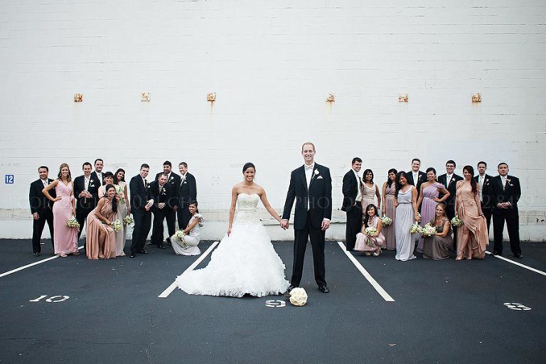 bridal party in a parking lot in alabama