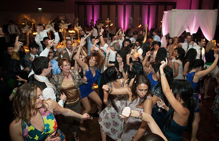 wedding reception dance floor at harbert center
