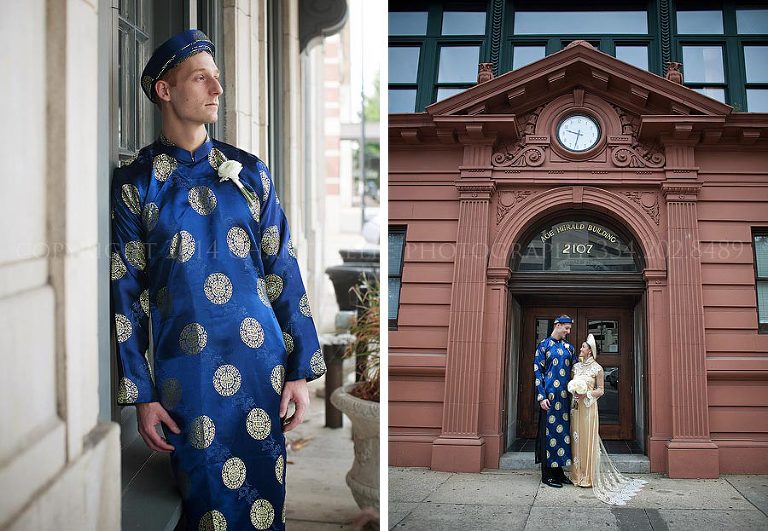 groom in traditional vietnamese wedding outfit