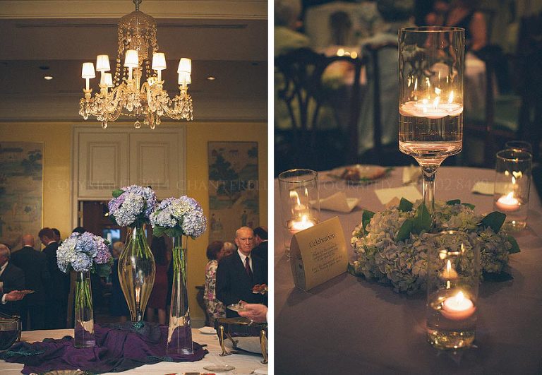 flowers and candles centerpieces at montgomery country club