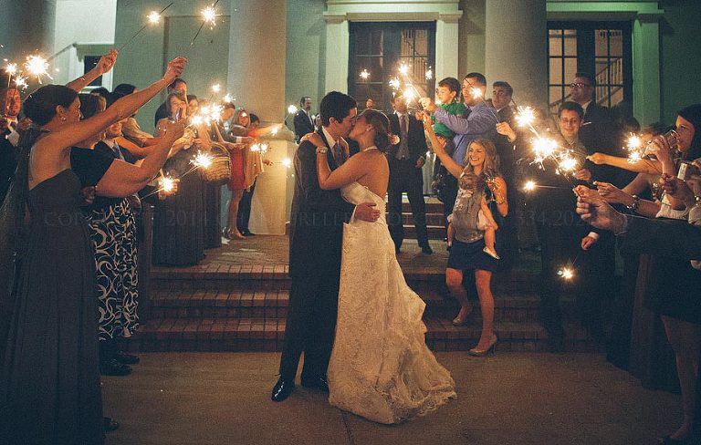 bride and groom sparkler exit at montgomery country club