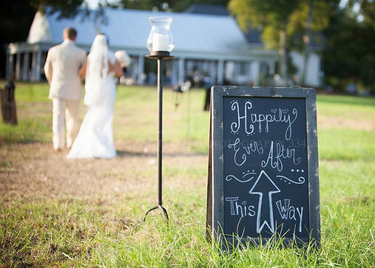 happily ever after chalkboard sign at alabama wedding