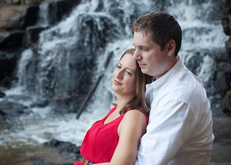 engagement session at chewacla waterfall