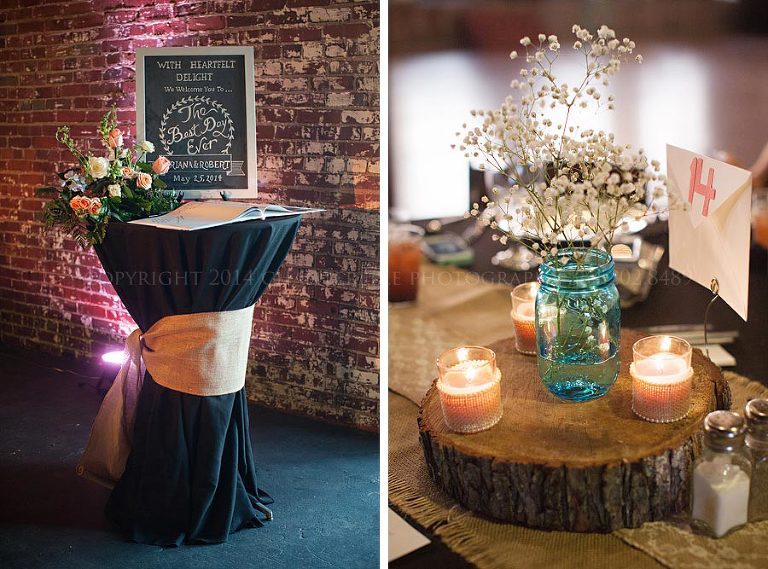 chalkboard and mason jars at gallatin wedding