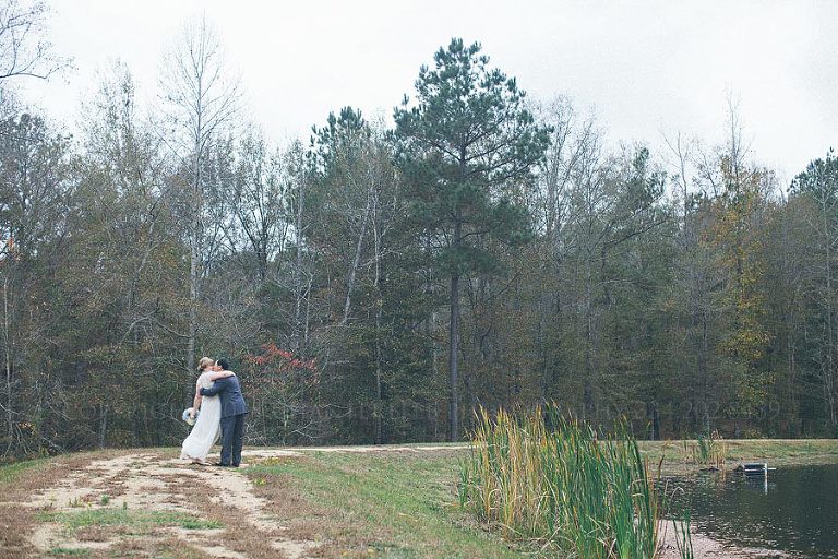 bride and groom before their rustic alabama wedding ceremony