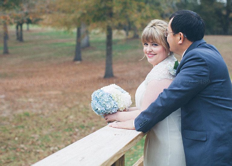 bride and groom outside the barn at pisgah hill