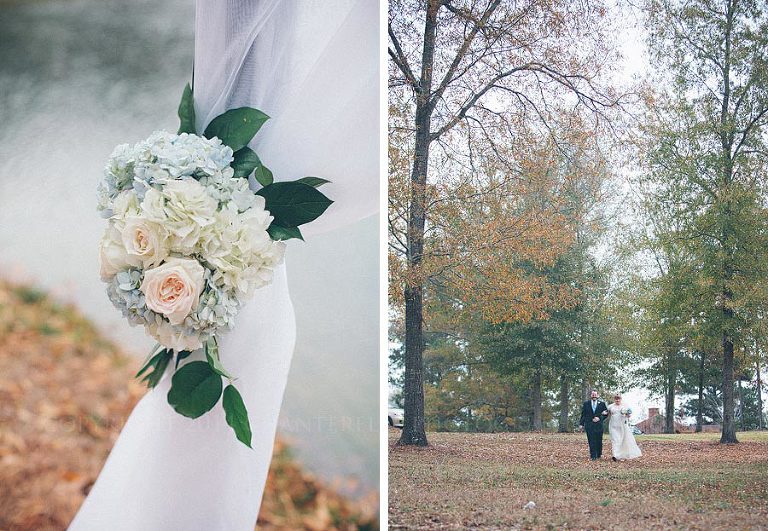 bride walking down the aisle at rustic alabama wedding