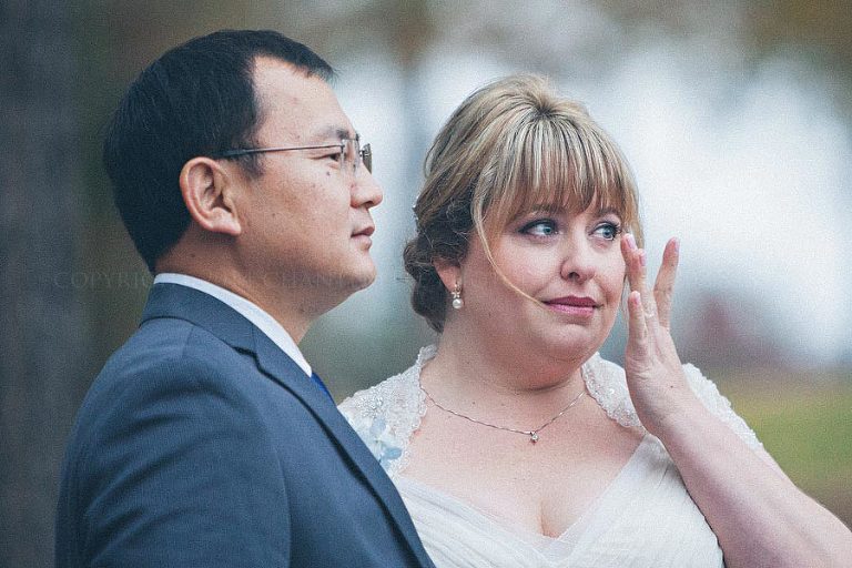 bride crying during alabama wedding ceremony