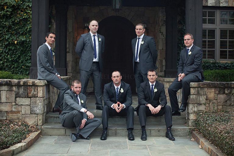 groom and groomsmen at moores mill in alabama