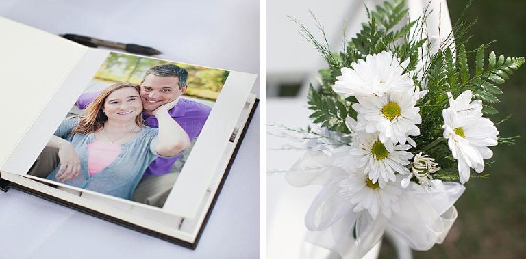 guestbook and flowers and a talladega wedding