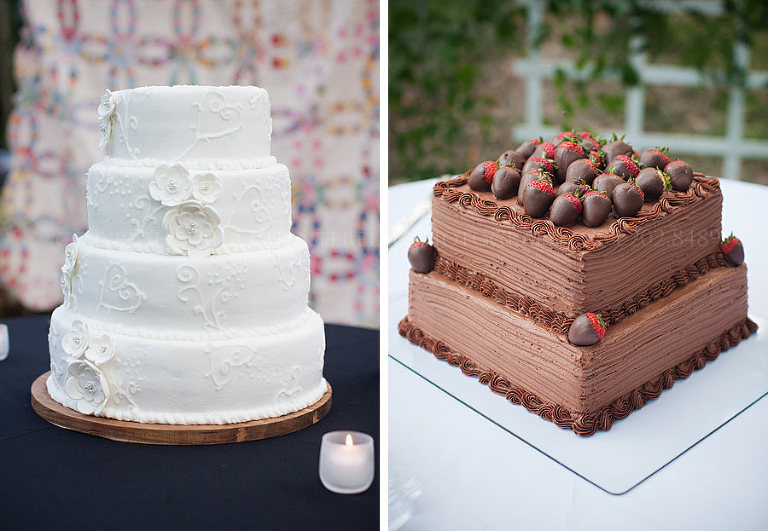 bride and grooms cakes at a southern wedding reception